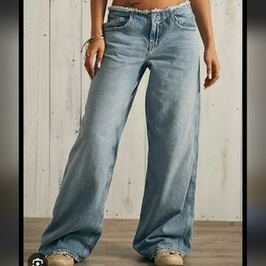 Wide Leg Puddle Light Blue Jeans